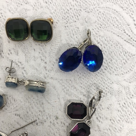 𝅺Bundle lot 9 classy elegant earrings bejeweled faux gemstone look post dangle. - Picture 7 of 7
